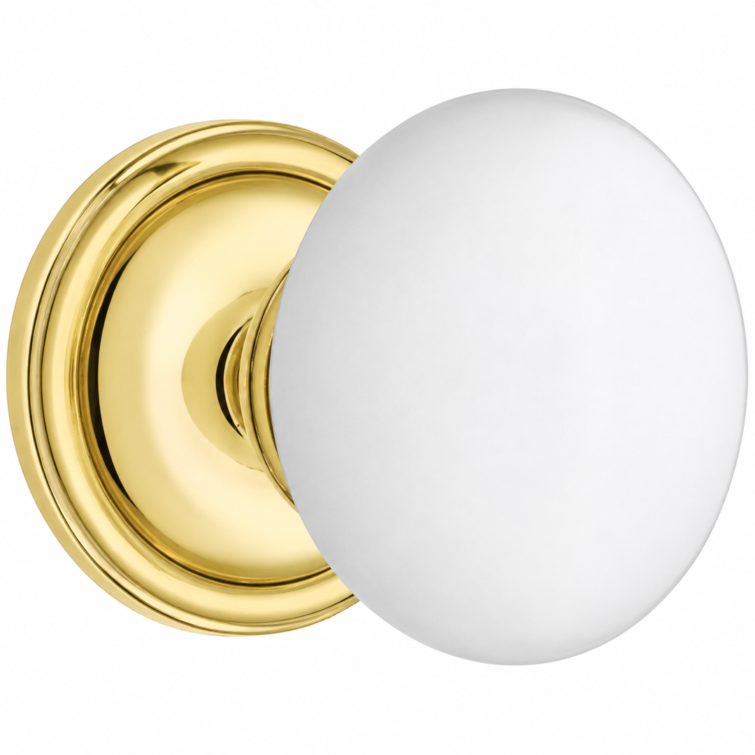 Traditional Rosette Door Set with White Porcelain Door Knobs (Several Finishes Available)