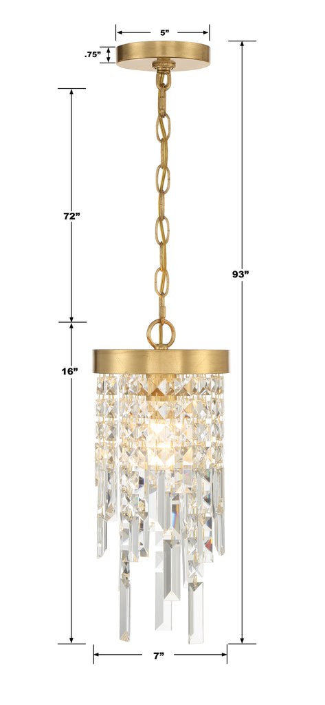 Winfield 1 Light Antique Gold Mini Pendant Crystorama