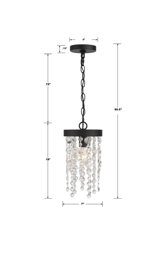 Winham 1 Light Black Forged Mini Pendant Crystorama