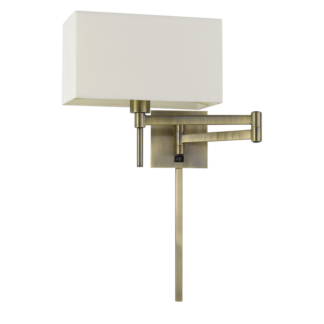 60W ROBSON WALL SWING ARM READING LAMP WITH RECTANGULAR HARDBACK FABRIC SHADE. 3 FT WIRE COVER INCLUDED. Cal Lighting