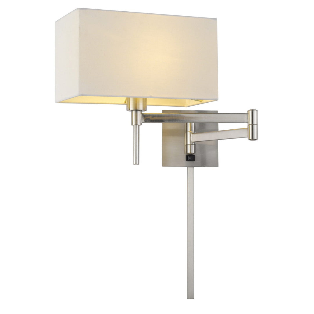 60W ROBSON WALL SWING ARM READING LAMP WITH RECTANGULAR HARDBACK FABRIC SHADE. 3 FT WIRE COVER INCLUDED. Cal Lighting