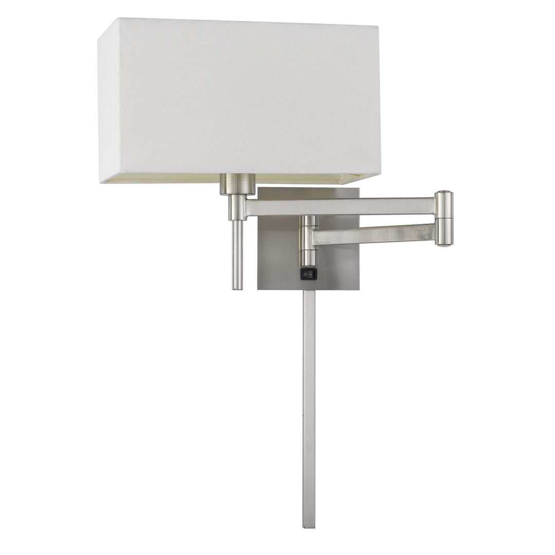 60W ROBSON WALL SWING ARM READING LAMP WITH RECTANGULAR HARDBACK FABRIC SHADE. 3 FT WIRE COVER INCLUDED. Cal Lighting