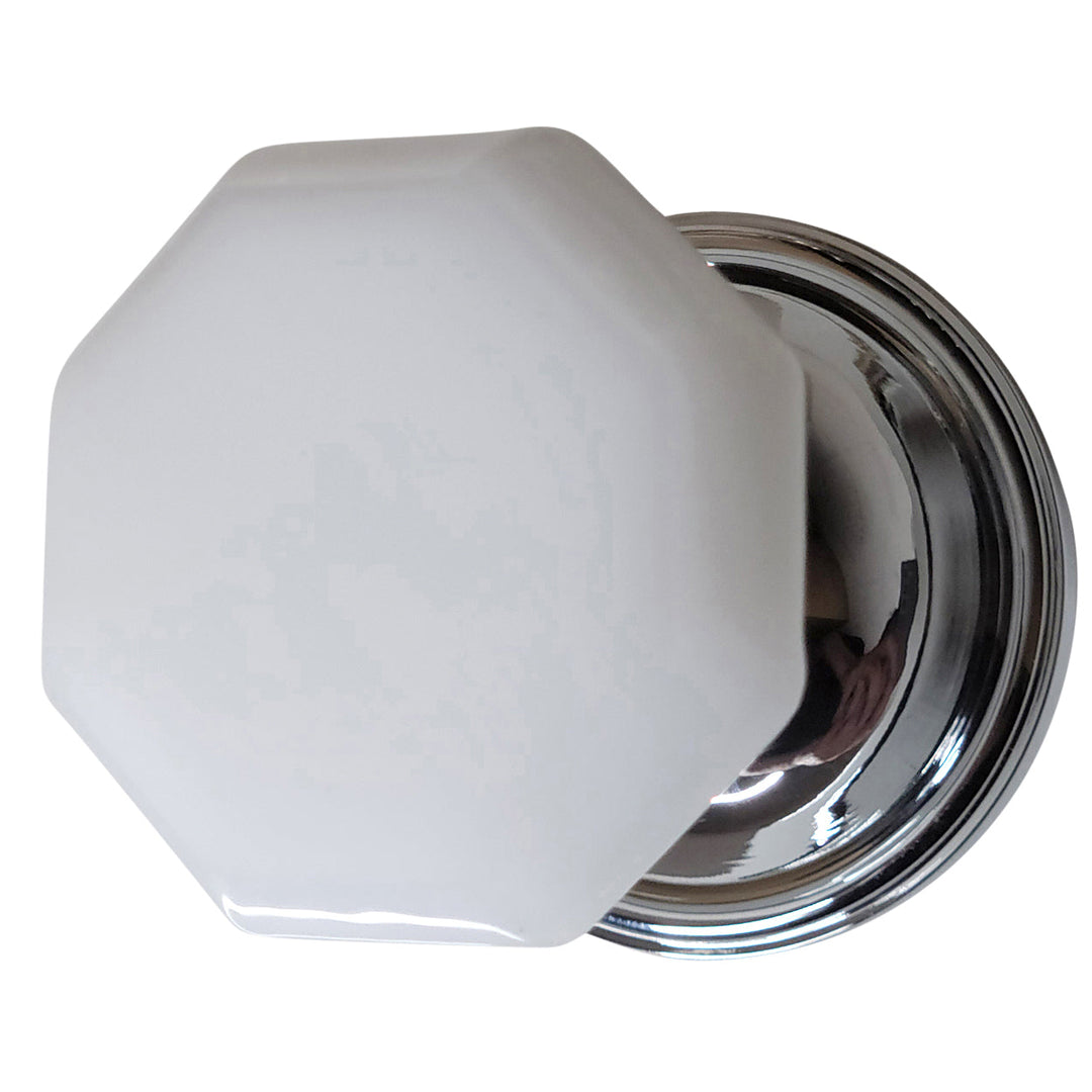 Traditional Rosette Door Set with Octagon Milk Glass Door Knobs (Several Finishes Availabe) COPPER MOUNTAIN HARDWARE