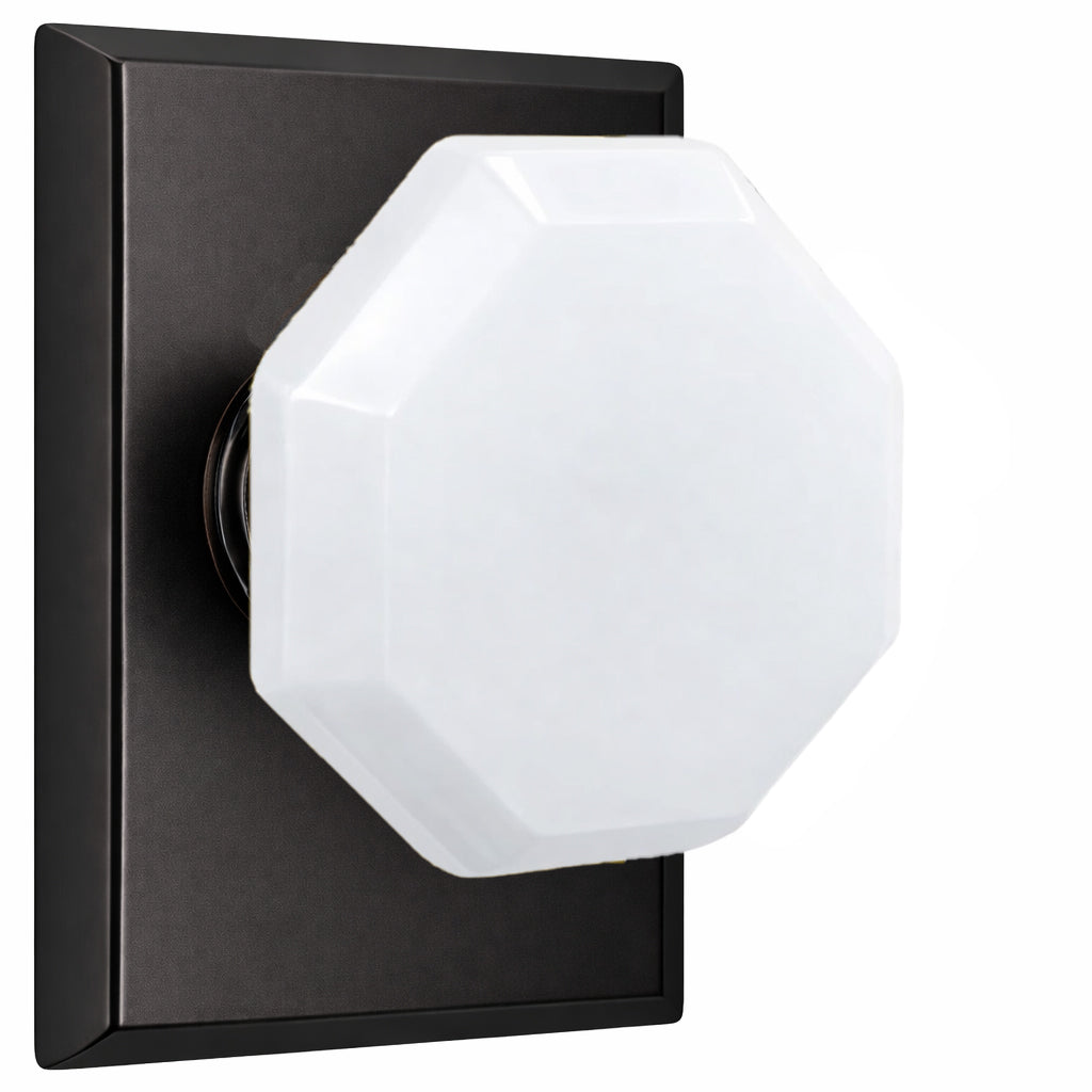 Magnifique® Rectangular Door Set with White Milk Glass Knobs (Several Finishes Available)