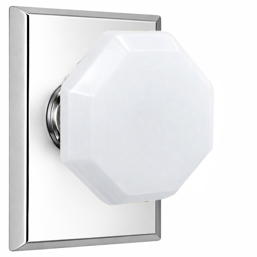 Magnifique® Rectangular Door Set with White Milk Glass Knobs (Several Finishes Available)