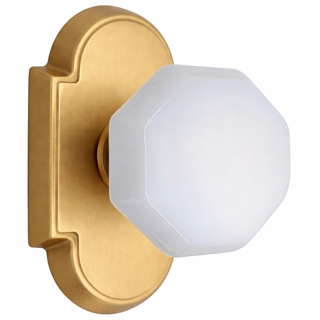 Magnifique® Arched Door Set with White Milk Glass Octagon Knobs (Several Finishes Available)