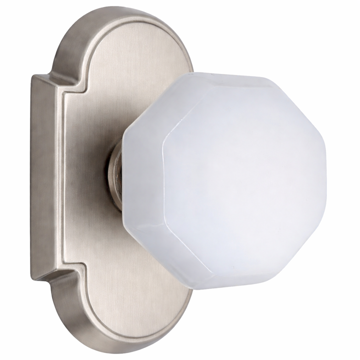Magnifique® Arched Door Set with White Milk Glass Octagon Knobs (Several Finishes Available)