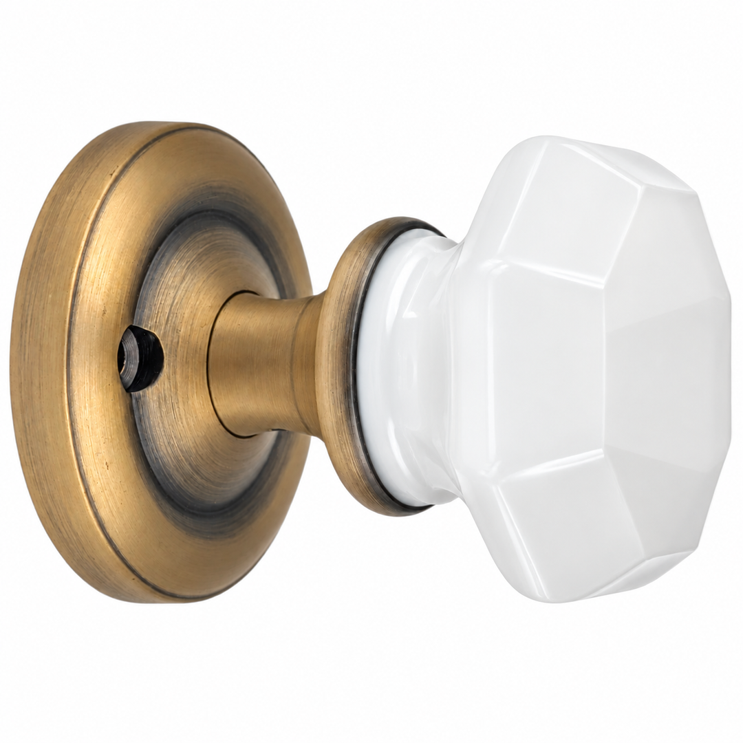 Magnifique® Classic Door Set with White Milk Glass Octagon Knobs (Several Finishes Available)