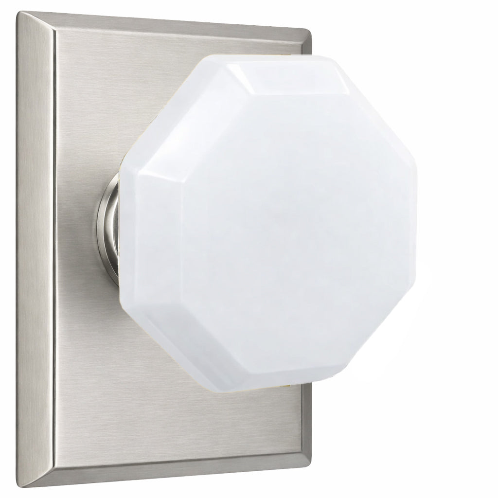 Magnifique® Rectangular Door Set with White Milk Glass Knobs (Several Finishes Available)