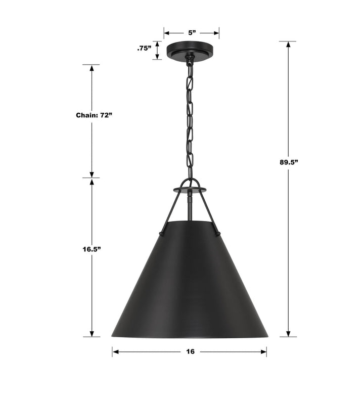 Xavier 3 Light Matte Black Pendant Crystorama