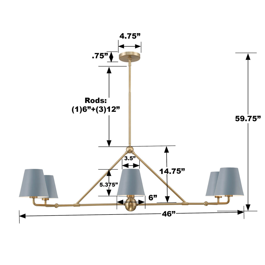 Crystorama Crystorama Xavier 6 Light Vibrant Gold + Blue Chandelier