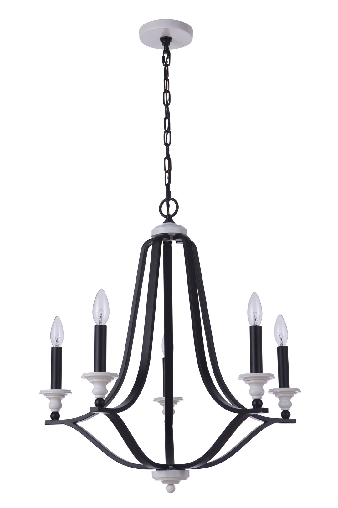 Esme 5 Light Chandelier in Flat Black/Matte White CRAFTMADE