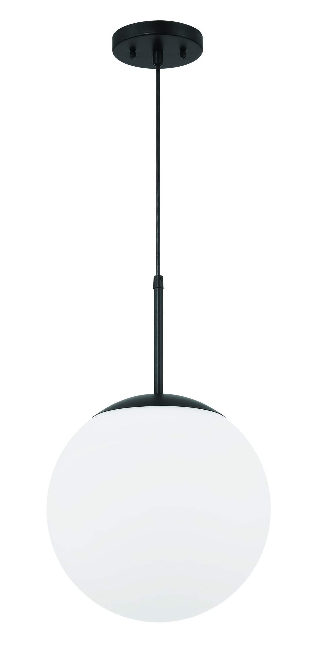 Gaze 12" 1 Light Pendant in Flat Black, White Glass CRAFTMADE