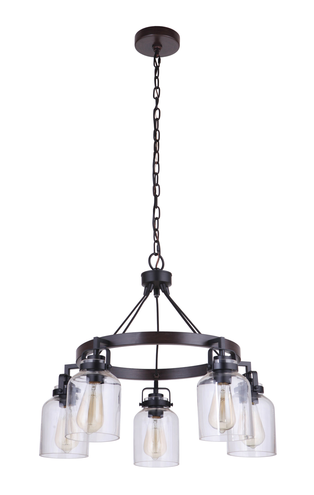 Foxwood 5 Light Chandelier in Flat Black/Dark Teak CRAFTMADE