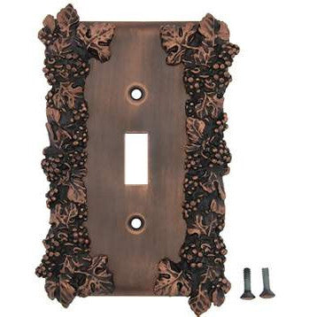 Grapes & Floral Wall Plate (Antique Copper Finish) ANNE AT HOME