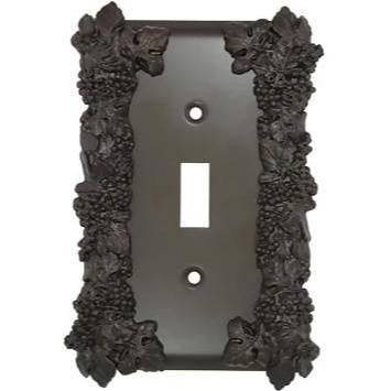 Grapes & Floral Wall Plate (Oil Rubbed Bronze Finish) ANNE AT HOME