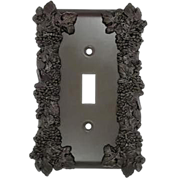 Grapes & Floral Wall Plate (Oil Rubbed Bronze Finish)