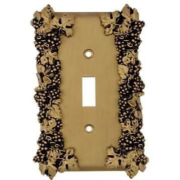 Grapes & Floral Wall Plate (Antique Brass Gold Finish) ANNE AT HOME