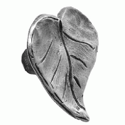 1 5/8 Inch Solid Pewter Knob: Dogwood Leaf (Satin Pewter Finish) ACORN MANUFACTURING