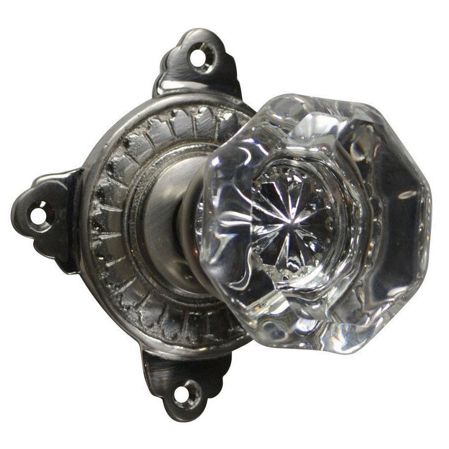 Art Deco Rosette Door Set with Octagon Crystal Door Knobs (Several Finishes Available) COPPER MOUNTAIN HARDWARE