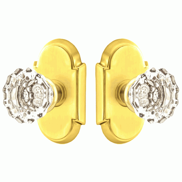 Emtek Crystal Astoria Door Knob Set With # 8 Rosette (Several Finish Options) EMTEK