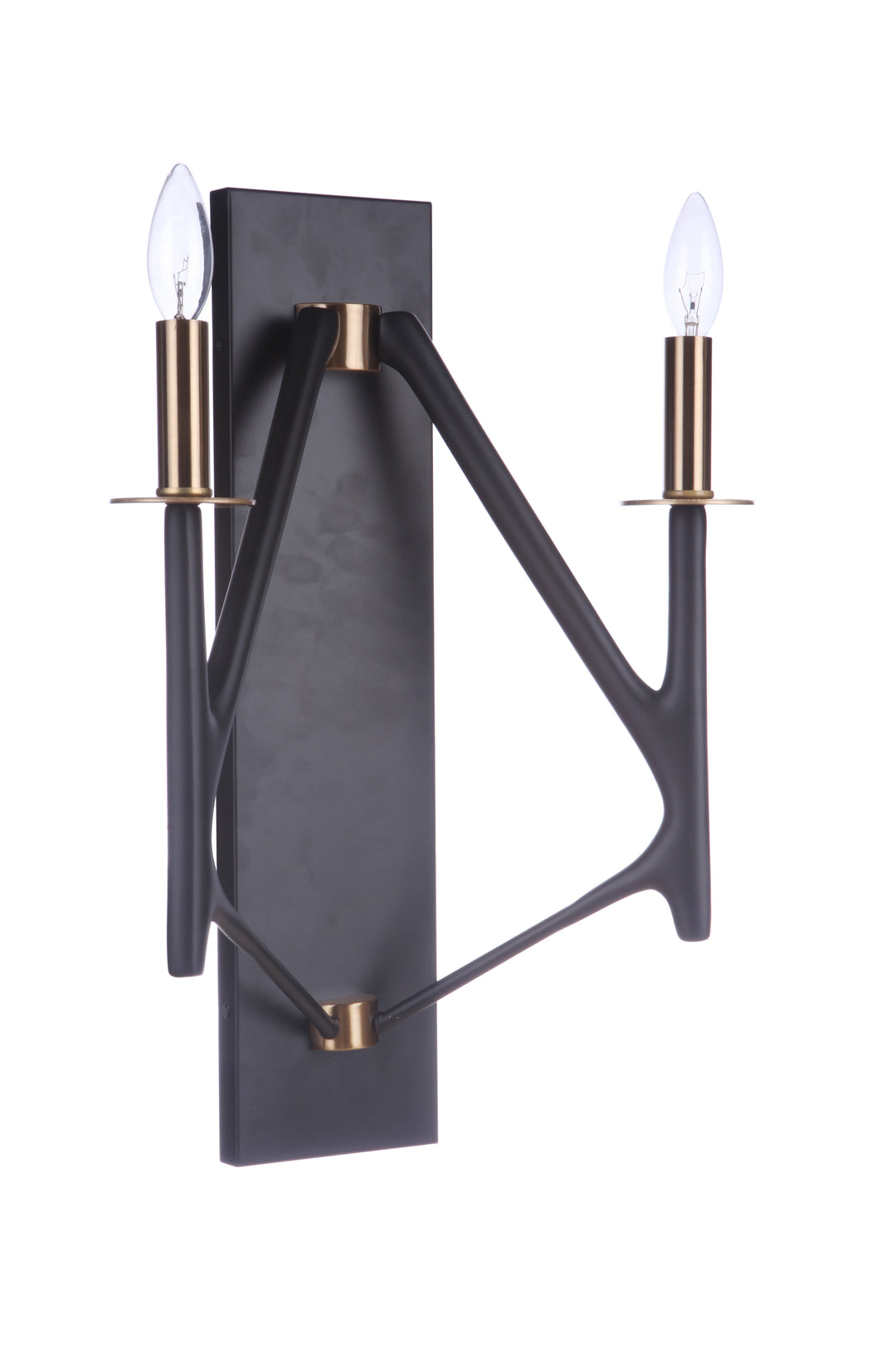 The Reserve 2 Light Wall Sconce in Flat Black/Satin Brass CRAFTMADE