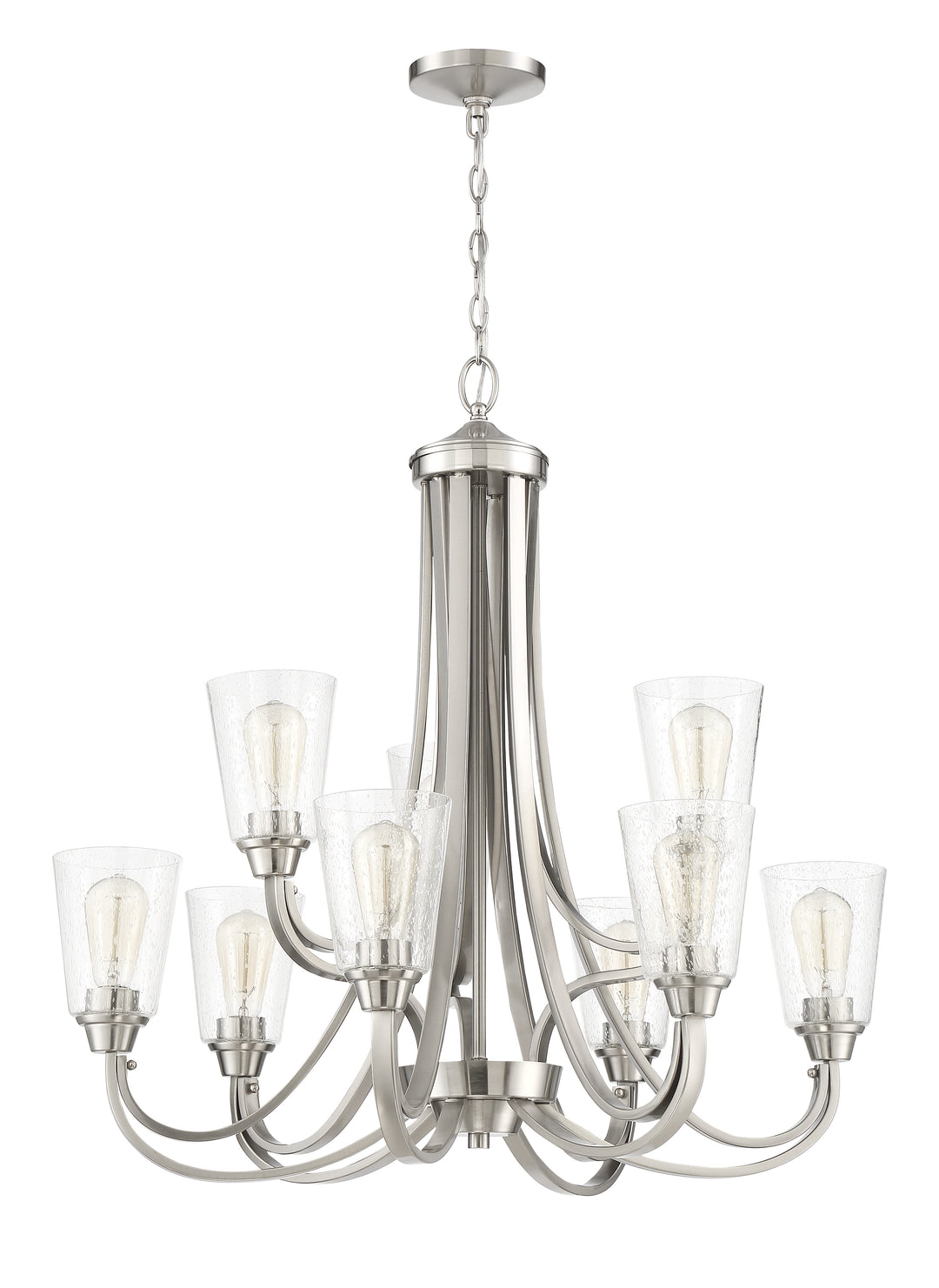 Grace 9 Light Chandelier in Brushed Polished Nickel (Clear Seeded Glass) CRAFTMADE