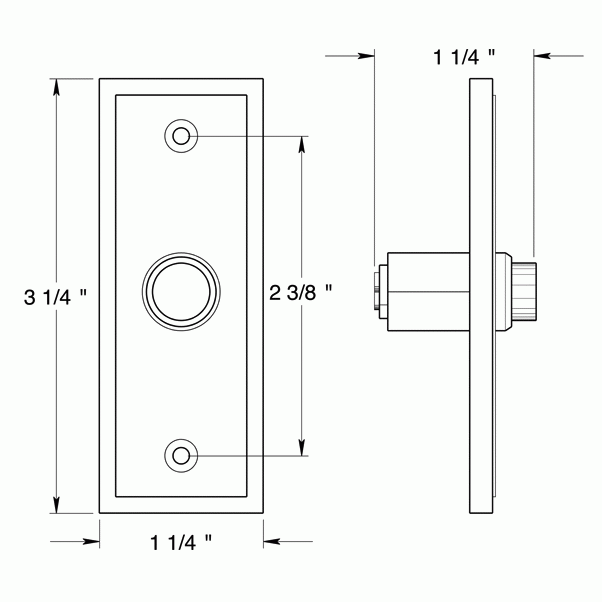 Bell Buttons, Solid Brass Bell Button, Rectangular Contemporary (Polished Chrome Finish) DELTANA