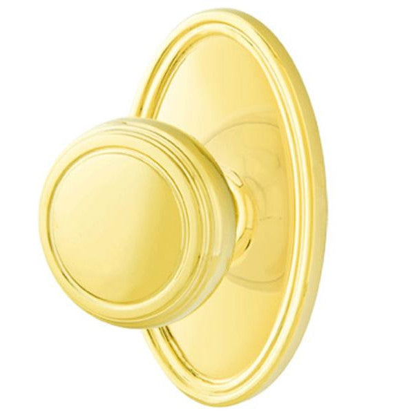 Solid Brass Norwich Door Knob Set With Oval Rosette (Several Finish Options) EMTEK