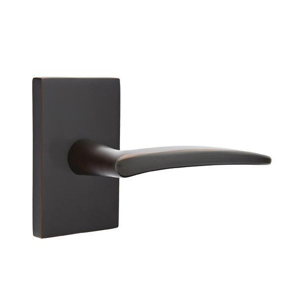 Emtek Solid Brass Poseidon Lever With Modern Rectangular Rosette (Several Finish Options) EMTEK