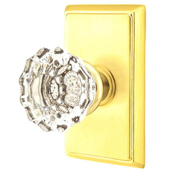 Emtek Crystal Astoria Door Knob Set With Rectangular Rosette (Several Finish Options) EMTEK