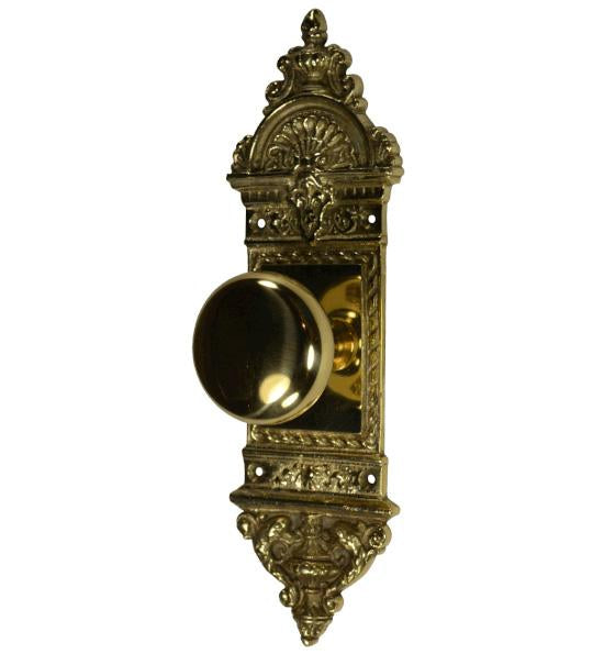 L'Enfant Small Backplate Door Set with Round Brass Door Knobs (Several Finishes Available) COPPER MOUNTAIN HARDWARE