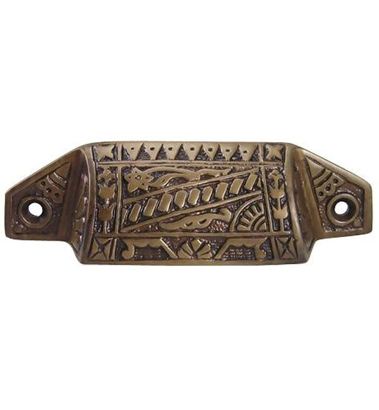 COPPER MOUNTAIN HARDWARE 4 1/8 Inch Overall Solid Brass Eastlake Bin or Cup Pull