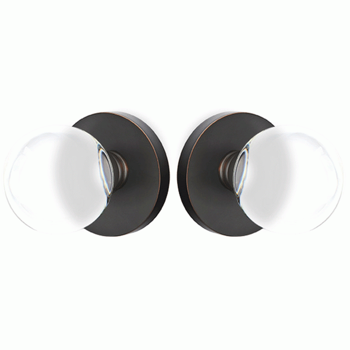 Crystal Bristol Door Knob Set With Disk Rosette (Several Finish Options) EMTEK