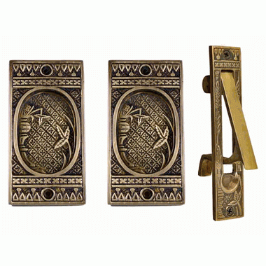 Broken Leaf Single Pocket Passage Style Door Set Antique Brass Finish COPPER MOUNTAIN HARDWARE