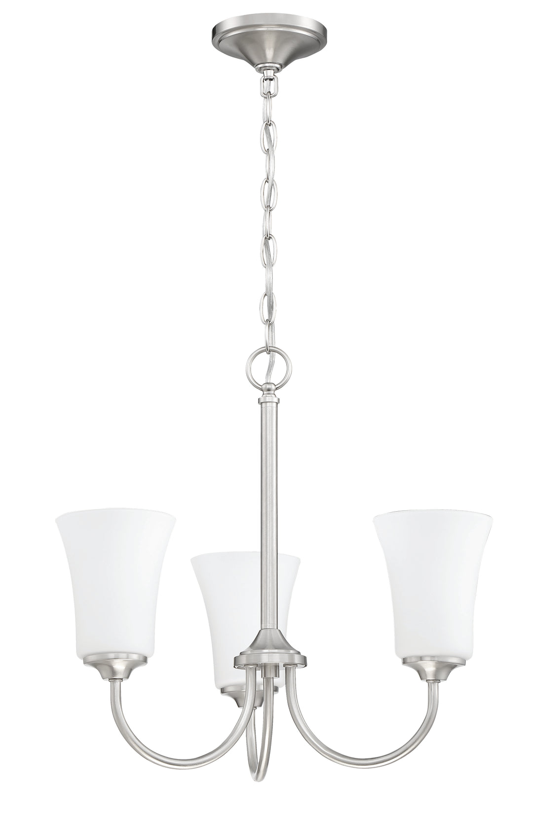 Gwyneth 3 Light Chandelier in Brushed Polished Nickel (White Glass) CRAFTMADE