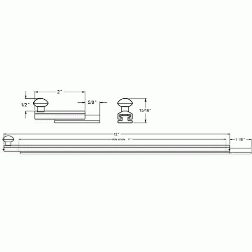 12 Inch Solid Brass Surface Bolt (Lifetime Polished Brass Finish) DELTANA