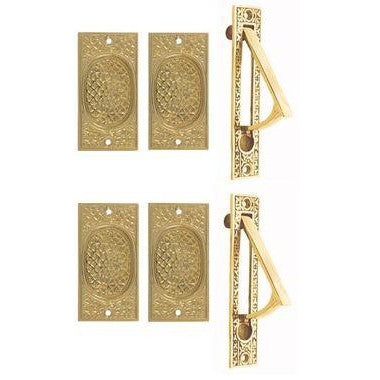 Craftsman Pattern Double Pocket Passage Style Door Set (Polished Brass Finish) COPPER MOUNTAIN HARDWARE