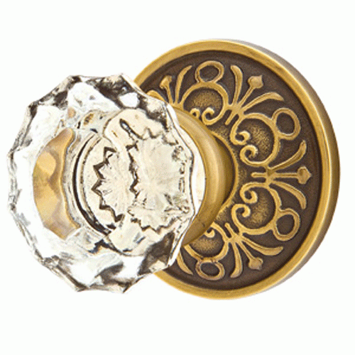 Emtek Crystal Astoria Door Knob Set With Lancaster Rosette (Several Finishes Available) EMTEK