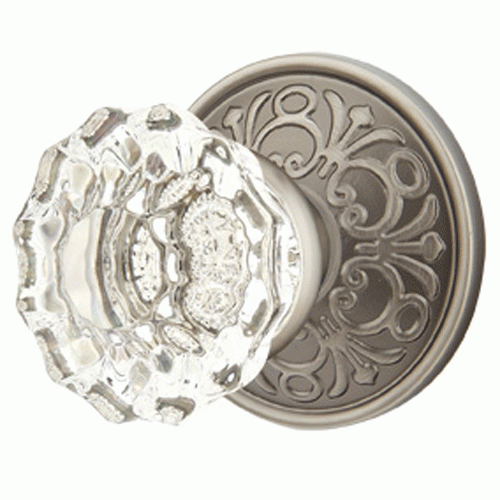 Emtek Crystal Astoria Door Knob Set With Lancaster Rosette (Several Finishes Available) EMTEK