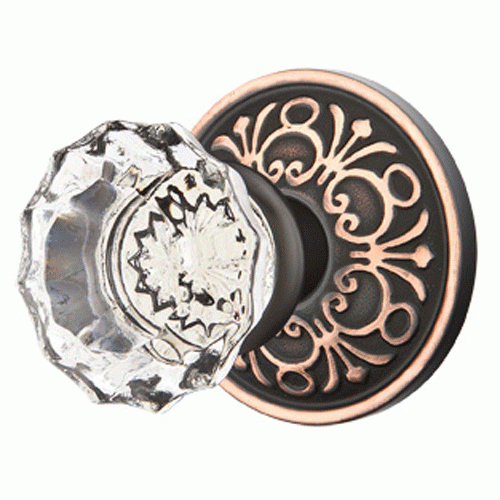 Emtek Crystal Astoria Door Knob Set With Lancaster Rosette (Several Finishes Available) EMTEK