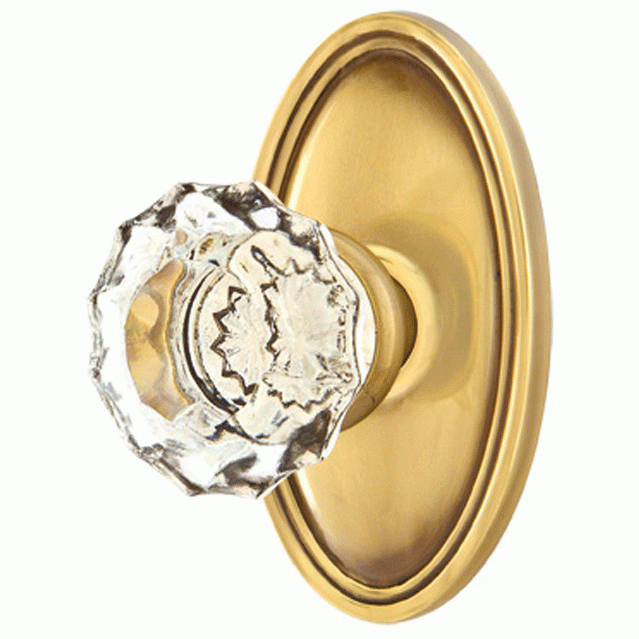 Crystal Astoria Door Knob Set With Oval Rosette (Several Finish Options) EMTEK