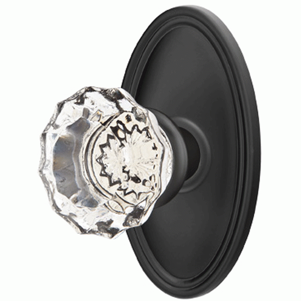 Crystal Astoria Door Knob Set With Oval Rosette (Several Finish Options) EMTEK