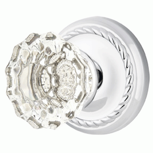 Crystal Astoria Door Knob Set With Rope Rosette (Several Finish Options) EMTEK