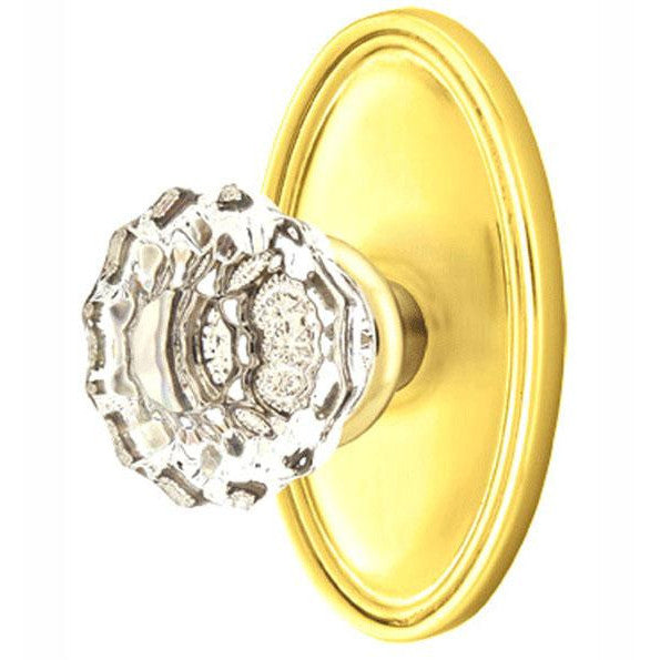 Crystal Astoria Door Knob Set With Oval Rosette (Several Finish Options) EMTEK