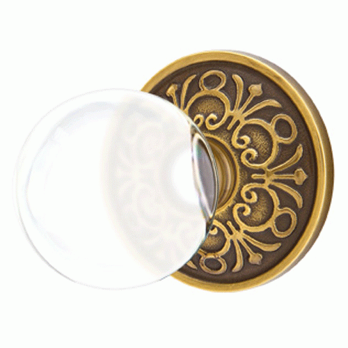 Crystal Bristol Door Knob Set With Lancaster Rosette (Several Finish Options) EMTEK