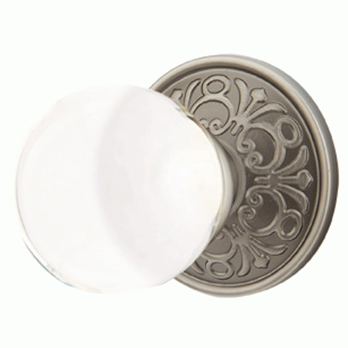 Crystal Bristol Door Knob Set With Lancaster Rosette (Several Finish Options) EMTEK