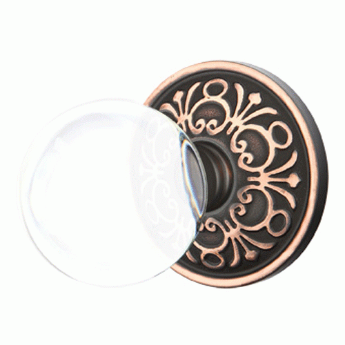 Crystal Bristol Door Knob Set With Lancaster Rosette (Several Finish Options) EMTEK