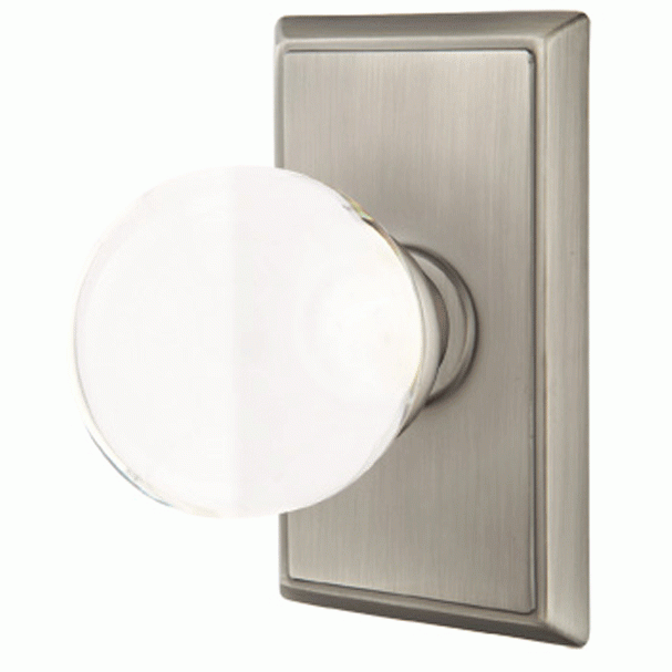 Crystal Bristol Door Knob Set With Rectangular Rosette (Several Finish Options) EMTEK