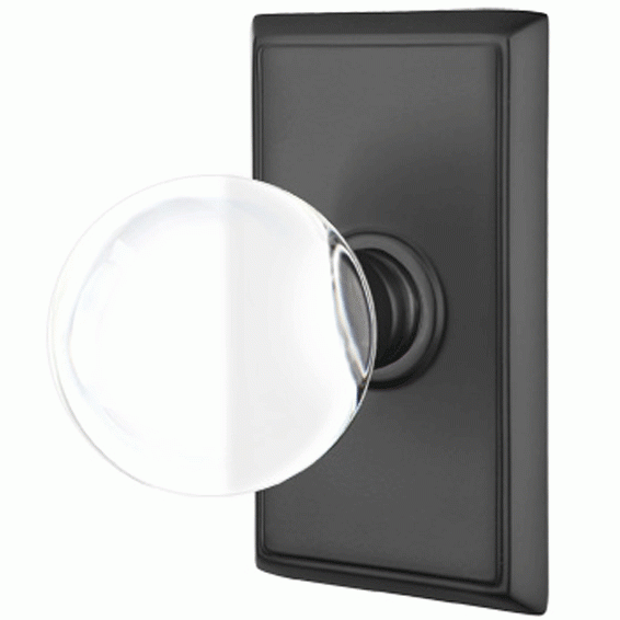 Crystal Bristol Door Knob Set With Rectangular Rosette (Several Finish Options) EMTEK